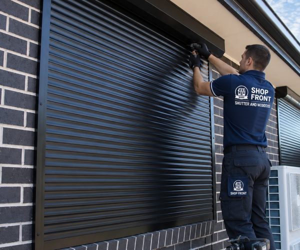 Security roller shutter door installation